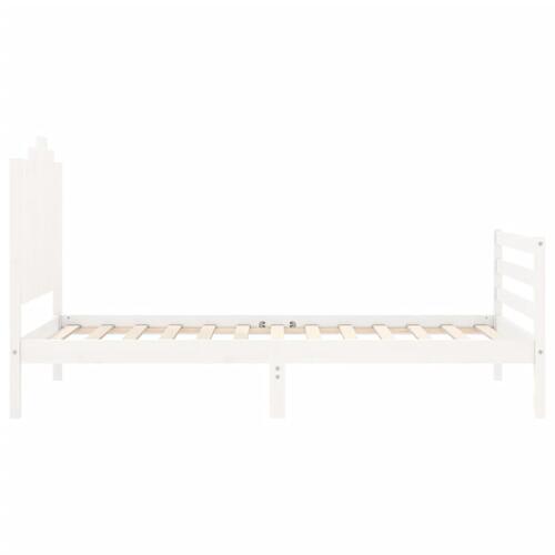 Sengeramme med sengegavl 100x200 cm massivt træ hvid