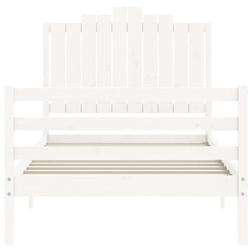 Sengeramme med sengegavl 100x200 cm massivt træ hvid