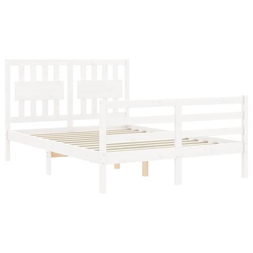 Sengeramme med sengegavl 140x190 cm massivt træ hvid