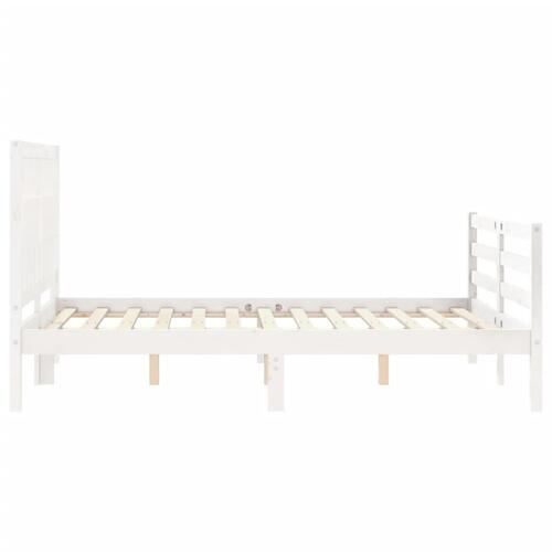 Sengeramme med sengegavl 140x190 cm massivt træ hvid