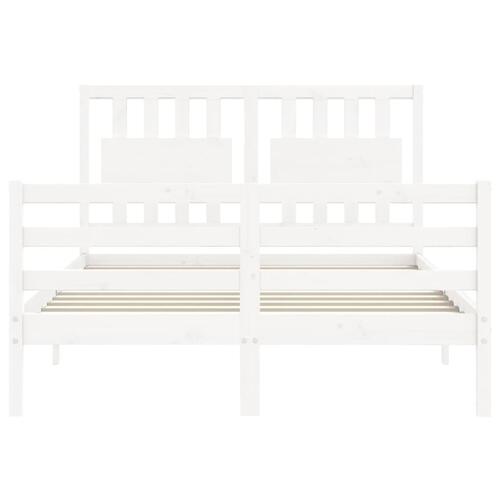 Sengeramme med sengegavl 140x190 cm massivt træ hvid