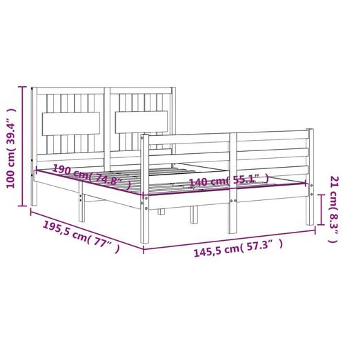 Sengeramme med sengegavl 140x190 cm massivt træ hvid
