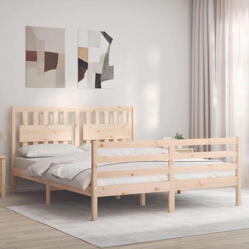 Sengeramme med sengegavl 160x200 cm massivt træ