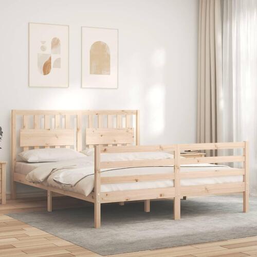 Sengeramme med sengegavl 160x200 cm massivt træ