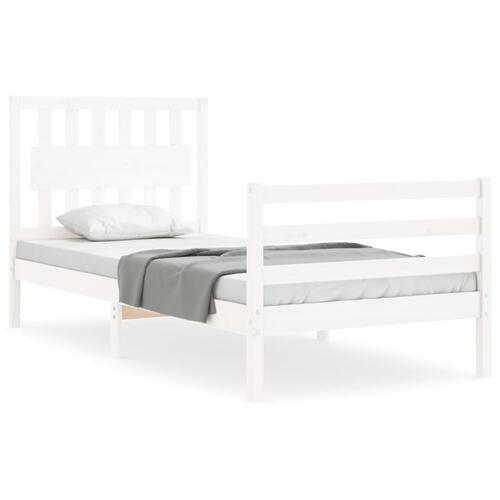 Sengeramme med sengegavl 90x200 cm massivt træ hvid