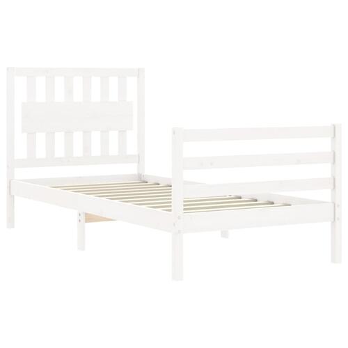 Sengeramme med sengegavl 90x200 cm massivt træ hvid