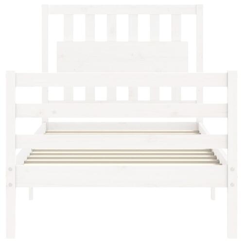 Sengeramme med sengegavl 90x200 cm massivt træ hvid