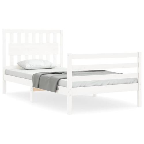 Sengeramme med sengegavl 100x200 cm massivt træ hvid