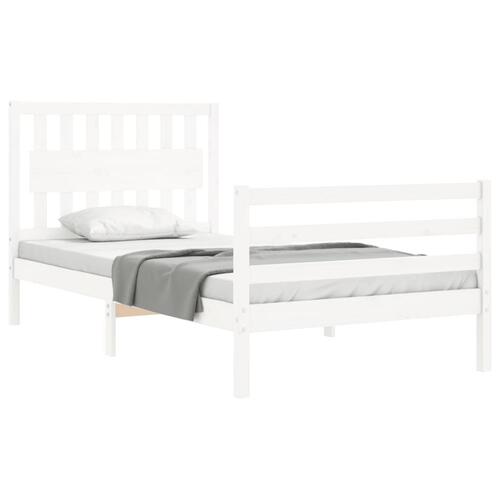 Sengeramme med sengegavl 100x200 cm massivt træ hvid