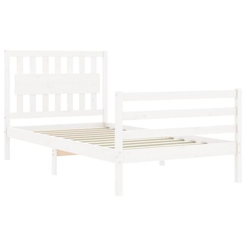 Sengeramme med sengegavl 100x200 cm massivt træ hvid