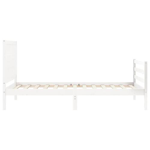 Sengeramme med sengegavl 100x200 cm massivt træ hvid