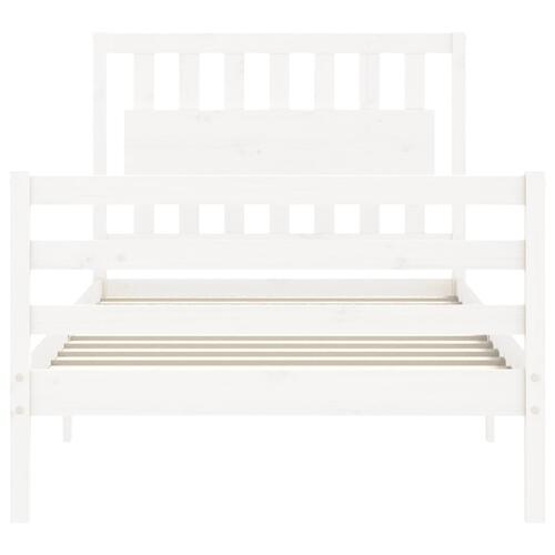 Sengeramme med sengegavl 100x200 cm massivt træ hvid