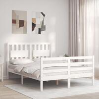 Sengeramme med sengegavl 140x200 cm massivt træ hvid