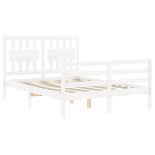 Sengeramme med sengegavl 140x200 cm massivt træ hvid