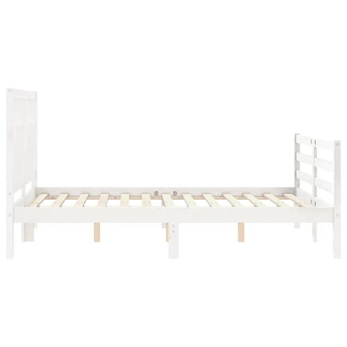 Sengeramme med sengegavl 140x200 cm massivt træ hvid