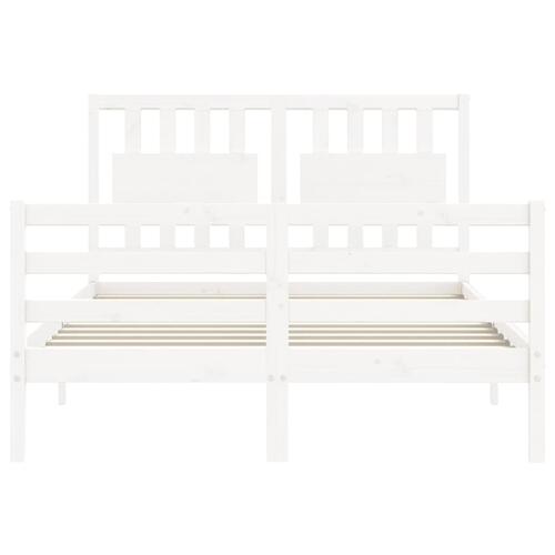 Sengeramme med sengegavl 140x200 cm massivt træ hvid