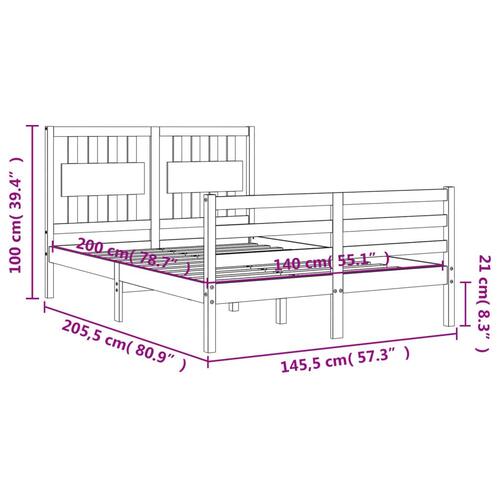 Sengeramme med sengegavl 140x200 cm massivt træ hvid