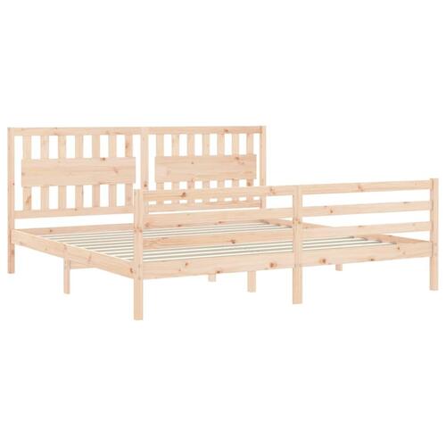 Sengeramme med sengegavl 200x200 cm massivt træ