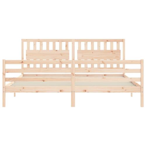 Sengeramme med sengegavl 200x200 cm massivt træ