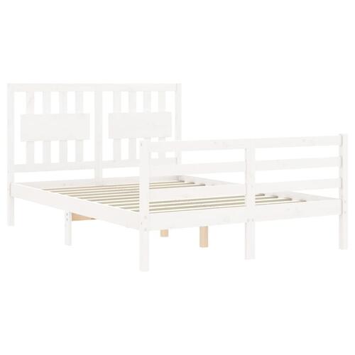 Sengeramme med sengegavl 120x200 cm massivt træ hvid