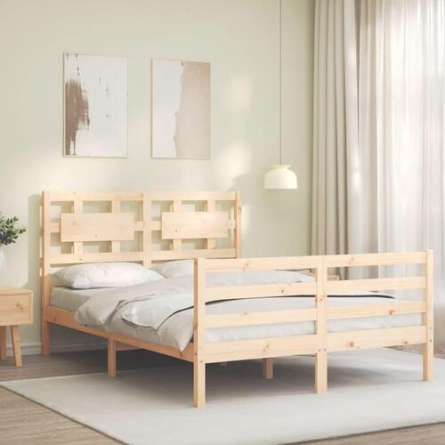 Sengeramme med sengegavl 120x200 cm massivt træ hvid