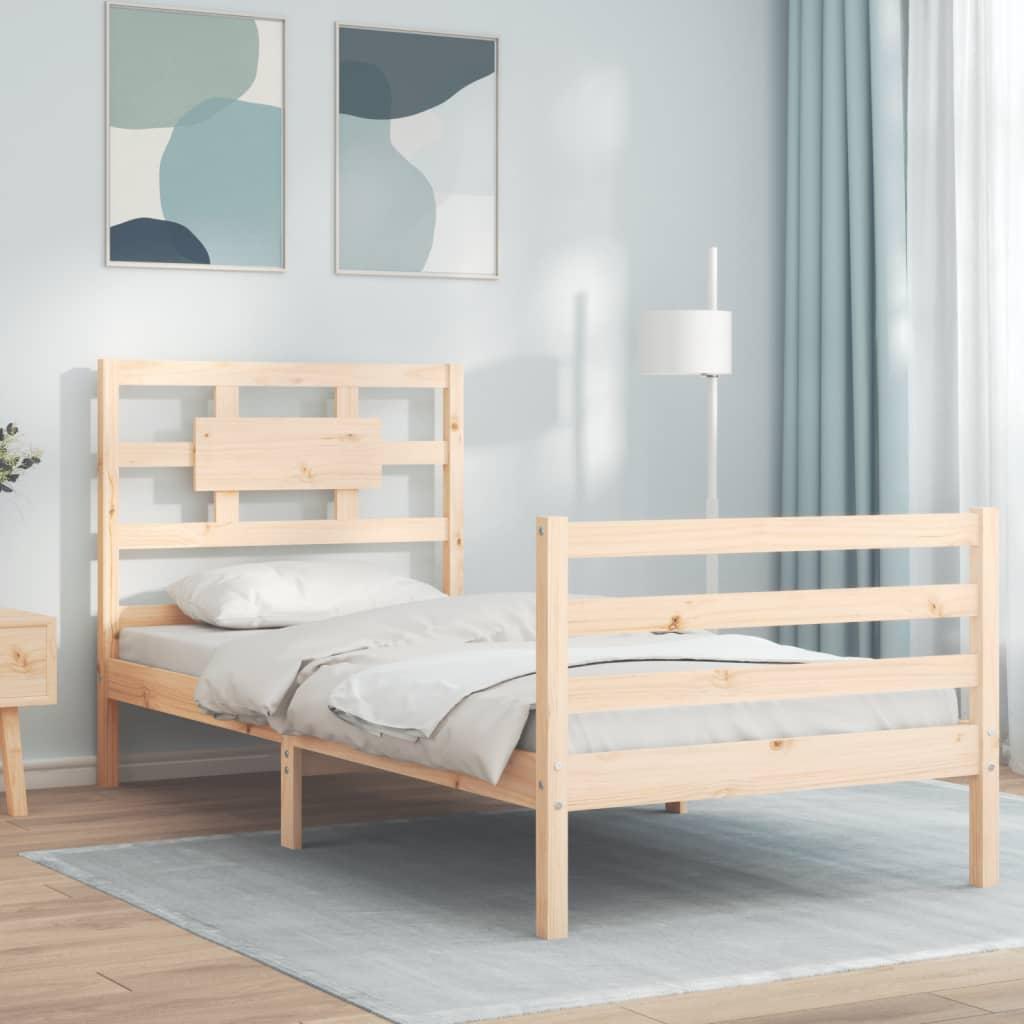 Sengeramme med sengegavl 90x200 cm massivt træ