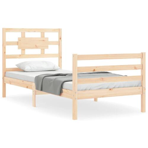 Sengeramme med sengegavl 90x200 cm massivt træ
