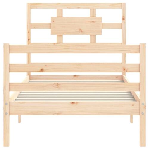 Sengeramme med sengegavl 90x200 cm massivt træ