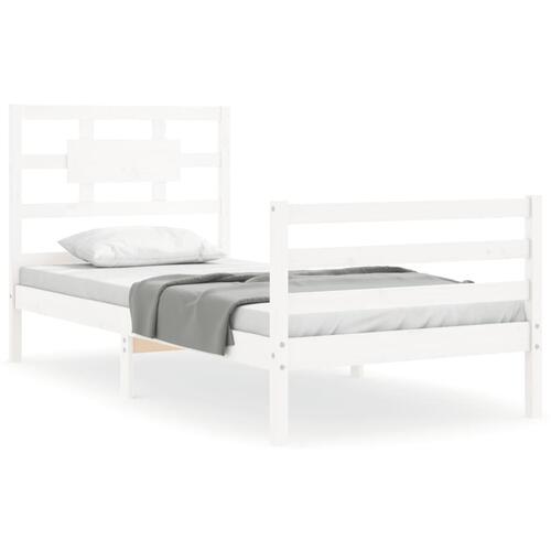 Sengeramme med sengegavl 90x200 cm massivt træ hvid