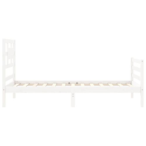 Sengeramme med sengegavl 90x200 cm massivt træ hvid