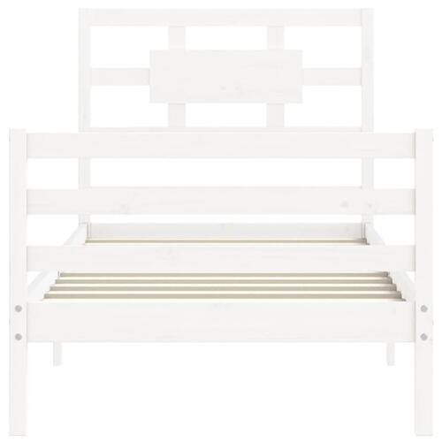 Sengeramme med sengegavl 90x200 cm massivt træ hvid