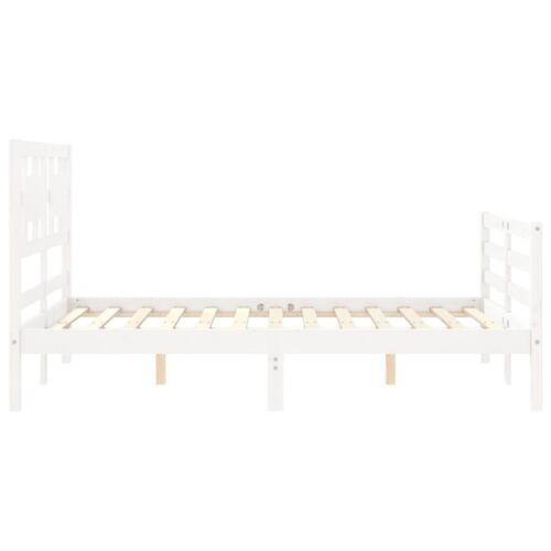 Sengeramme med sengegavl 120x200 cm massivt træ hvid