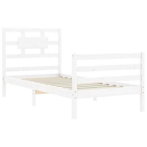 Sengeramme med sengegavl 100x200 cm massivt træ hvid