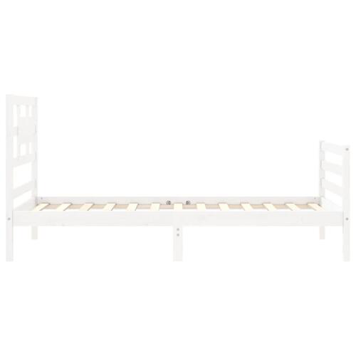 Sengeramme med sengegavl 100x200 cm massivt træ hvid