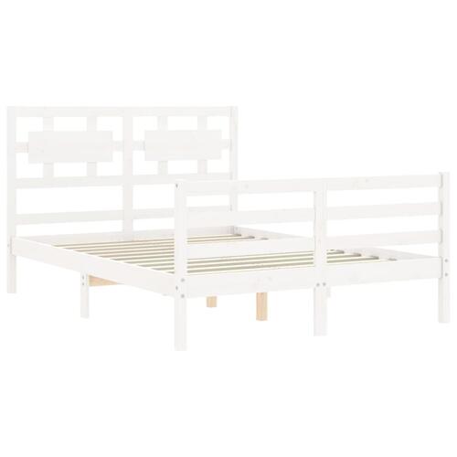 Sengeramme med sengegavl 140x200 cm massivt træ hvid