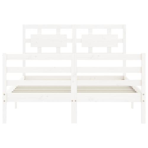 Sengeramme med sengegavl 140x200 cm massivt træ hvid