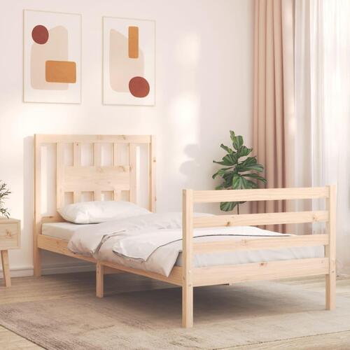 Sengeramme med sengegavl 90x200 cm massivt træ