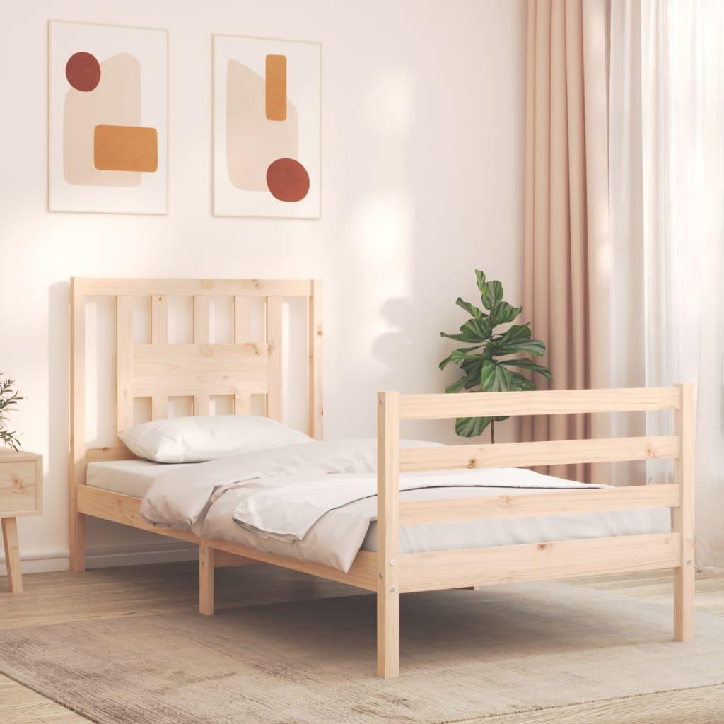 Sengeramme med sengegavl 90x200 cm massivt træ