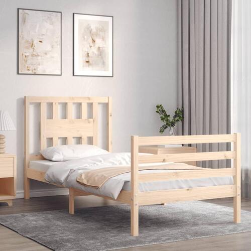 Sengeramme med sengegavl 90x200 cm massivt træ