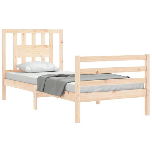 Sengeramme med sengegavl 100x200 cm massivt træ