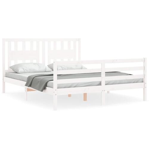 Sengeramme med sengegavl 160x200 cm massivt træ hvid