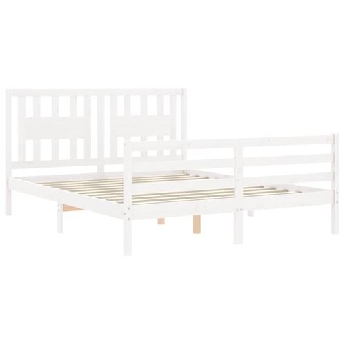 Sengeramme med sengegavl 160x200 cm massivt træ hvid