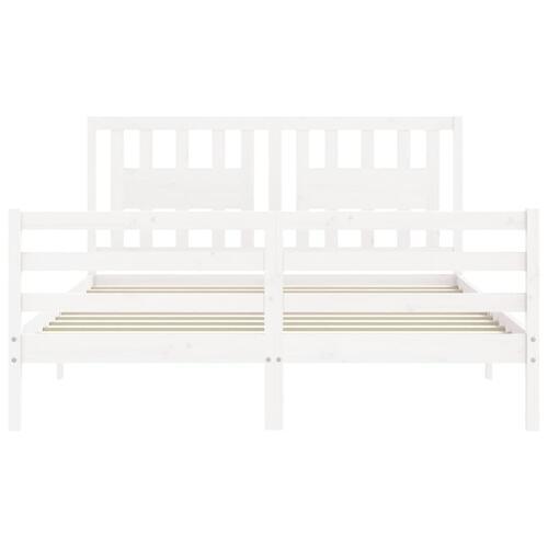 Sengeramme med sengegavl 160x200 cm massivt træ hvid