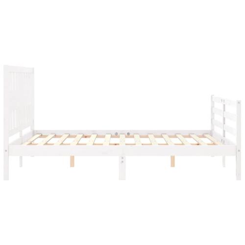 Sengeramme med sengegavl 160x200 cm massivt træ hvid