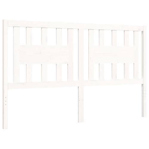 Sengeramme med sengegavl 160x200 cm massivt træ hvid