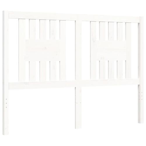 Sengeramme med sengegavl 140x190 cm massivt træ hvid