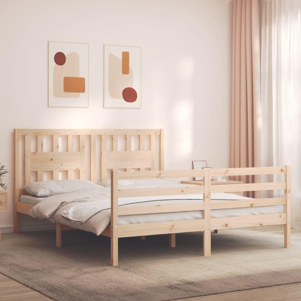 Sengeramme med sengegavl 160x200 cm massivt træ