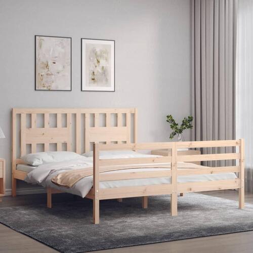 Sengeramme med sengegavl 160x200 cm massivt træ