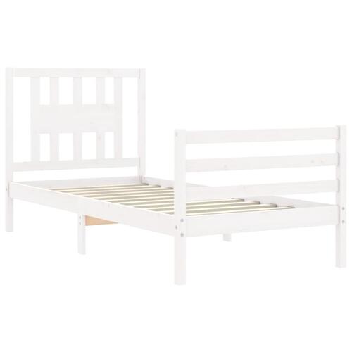 Sengeramme med sengegavl 90x200 cm massivt træ hvid