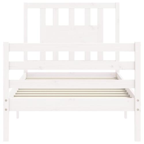 Sengeramme med sengegavl 90x200 cm massivt træ hvid